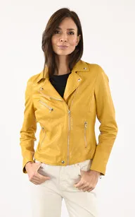 Blouson Olympe jaune Rose Garden - La Canadienne - Blousons Cuir Jaune