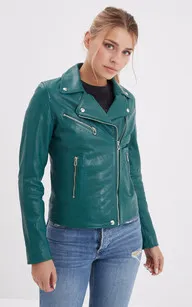 Blouson Olympe Malachite Rose Garden - La Canadienne - Blousons Cuir Vert