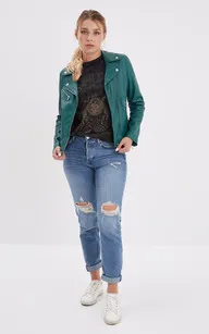 Blouson Olympe Malachite Rose Garden - La Canadienne - Blousons Cuir Vert