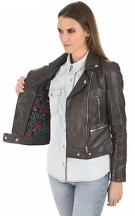 Blouson Panila marron Rose Garden - La Canadienne - Blousons Cuir Marron