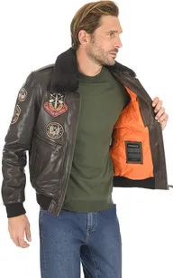 Blouson pilote Avia marron Redskins - La Canadienne - Blousons Cuir Marron