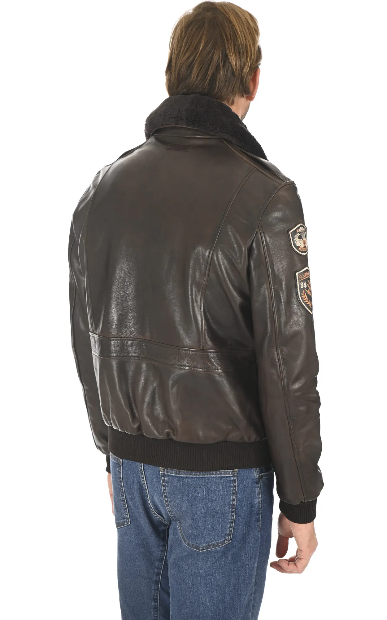 Blouson pilote Avia marron Redskins - La Canadienne - Blousons Cuir Marron