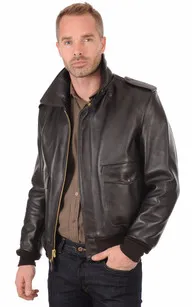 Blouson Pilote Marron 184SM Schott - La Canadienne - Blousons Cuir Marron