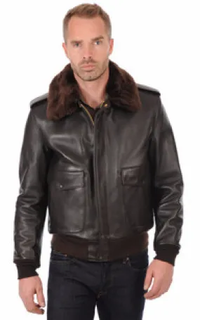 Blouson Pilote Marron 184SM Schott - La Canadienne - Blousons Cuir Marron