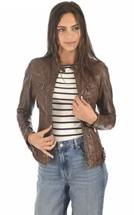 Blouson Silene marron Rose Garden - La Canadienne - Blousons Cuir Bison