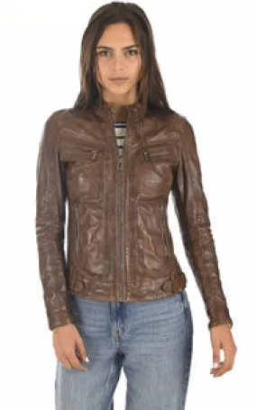 Blouson Silene marron Rose Garden - La Canadienne - Blousons Cuir Bison