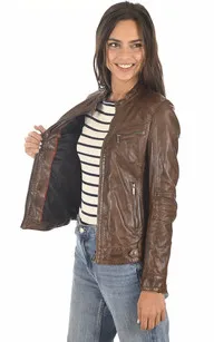 Blouson Silene marron Rose Garden - La Canadienne - Blousons Cuir Bison