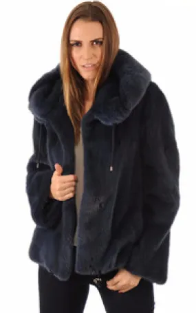 Blouson Vison Saga Bleu Manakas - La Canadienne - Blousons Fourrure Bleu Marine