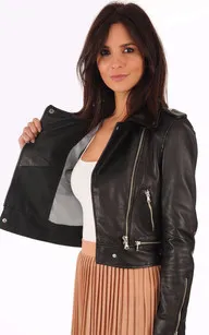 Blouson Yoko en cuir noir Oakwood - La Canadienne - Blousons Cuir Noir