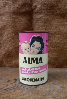 Boite publicitaire en tôle lithographiée (lait en poudre)