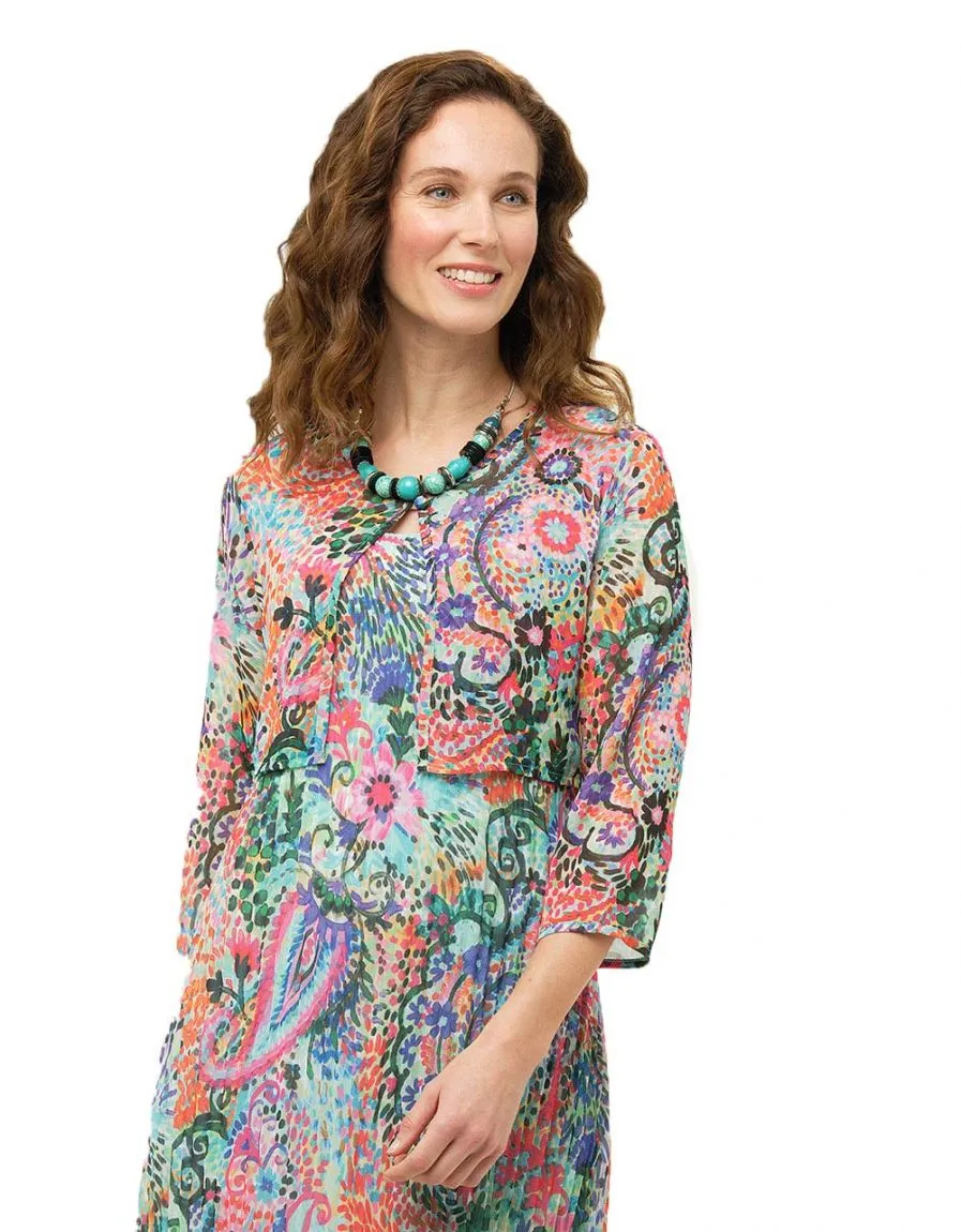 Boléro voile rose bleu - Blouses & Chemisiers