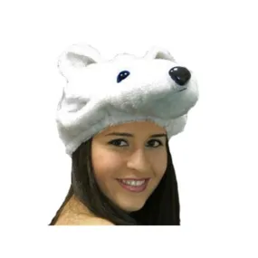 Bonnet peluche ours blanc très confortable