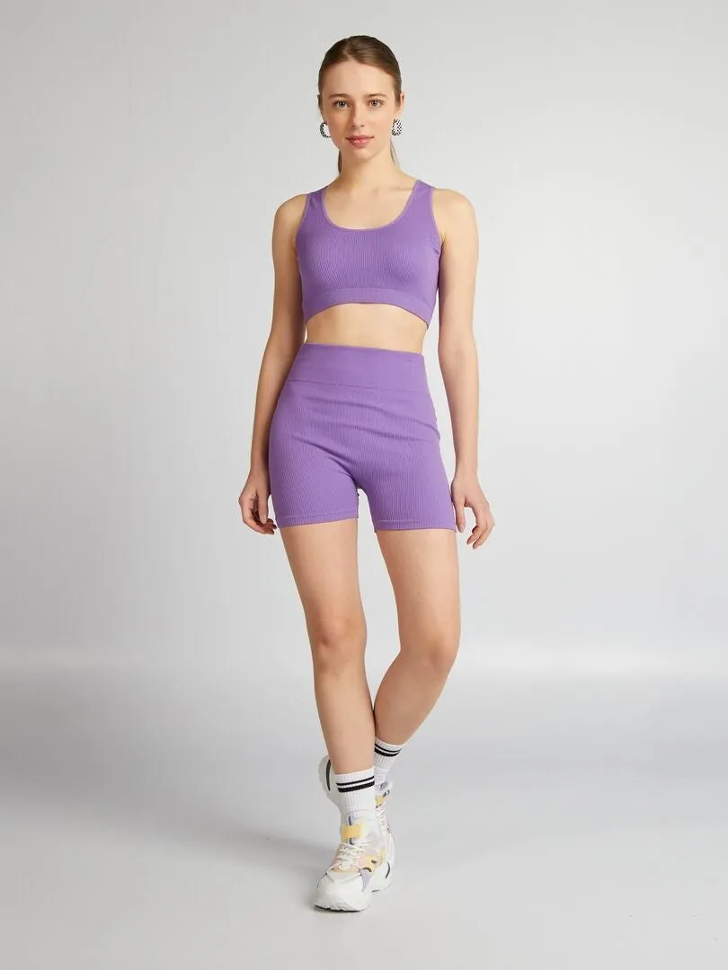 Brassière de sport en maille côtelée - Violet