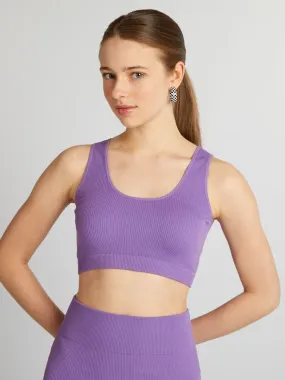 Brassière de sport en maille côtelée - Violet