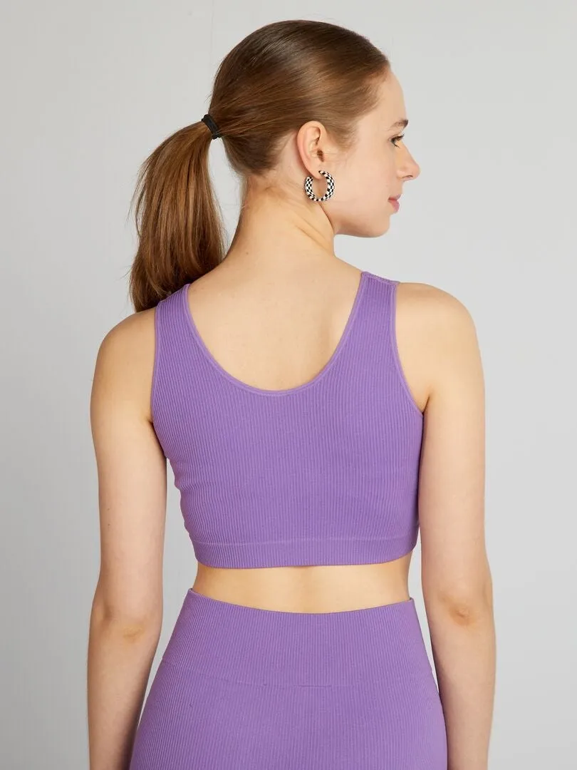 Brassière de sport en maille côtelée - Violet