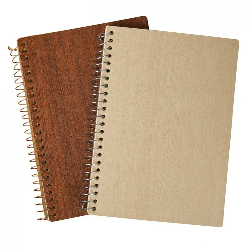 Carnet A5 personnalisé en carton recyclé imitation bois - Spirale - WOODNOT - Vertlapub
