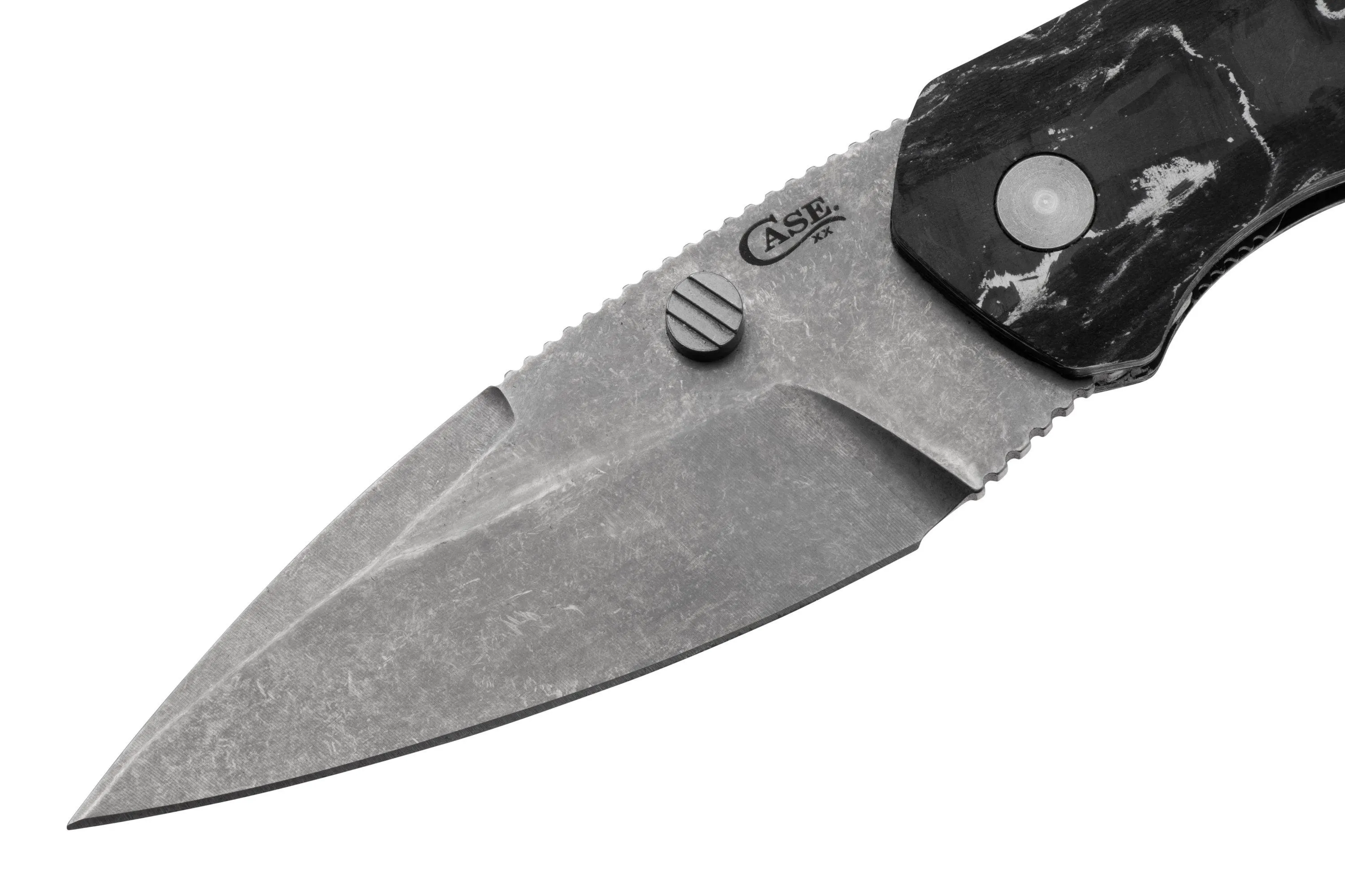 Case Westline 36555 Black & White Marbled Carbon Fiber, Drop Point Blade S35VN couteau de poche