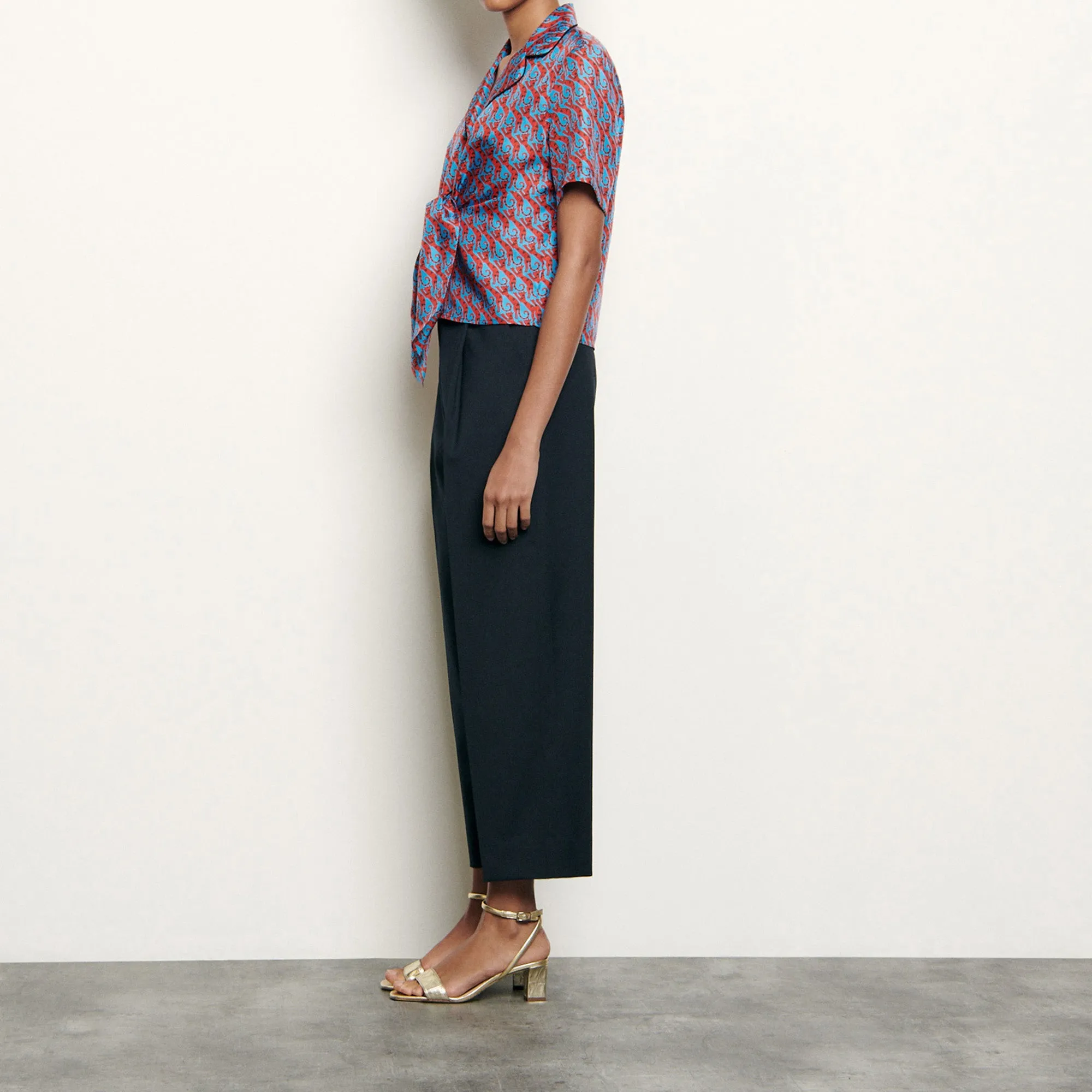 Chemise pyjama en soie imprimée