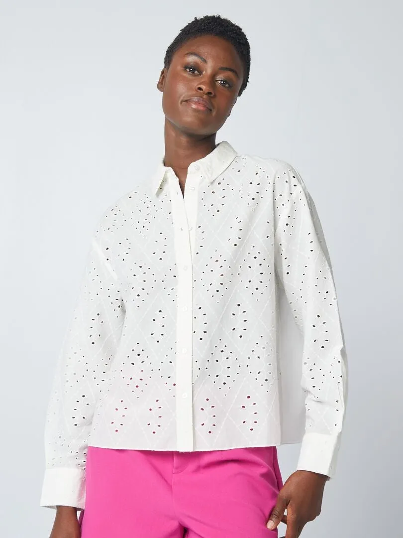 Chemise à broderies anglaises - Blanc