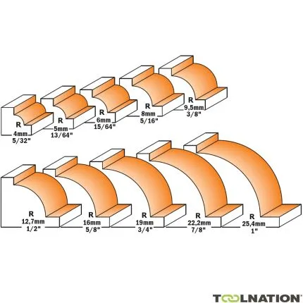 CMT 927.722.11 57,1 mm Fraise à rayon concave R=22,2 tige 12 mm