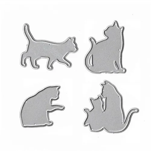 Die cut metallique 4 chat posture différente pour toutes machines de decoupe perforatrice pochoir matrice