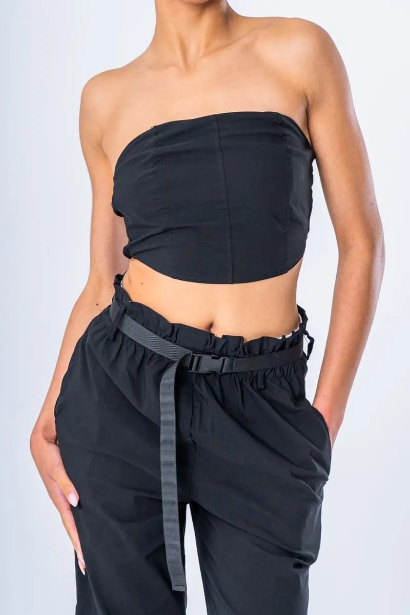 Ensemble crop top et pantalon cargo noir