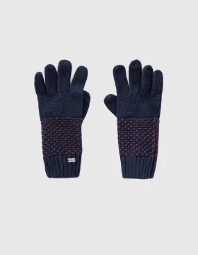 Gants navy et rouge tricot points fantaisie garçon 