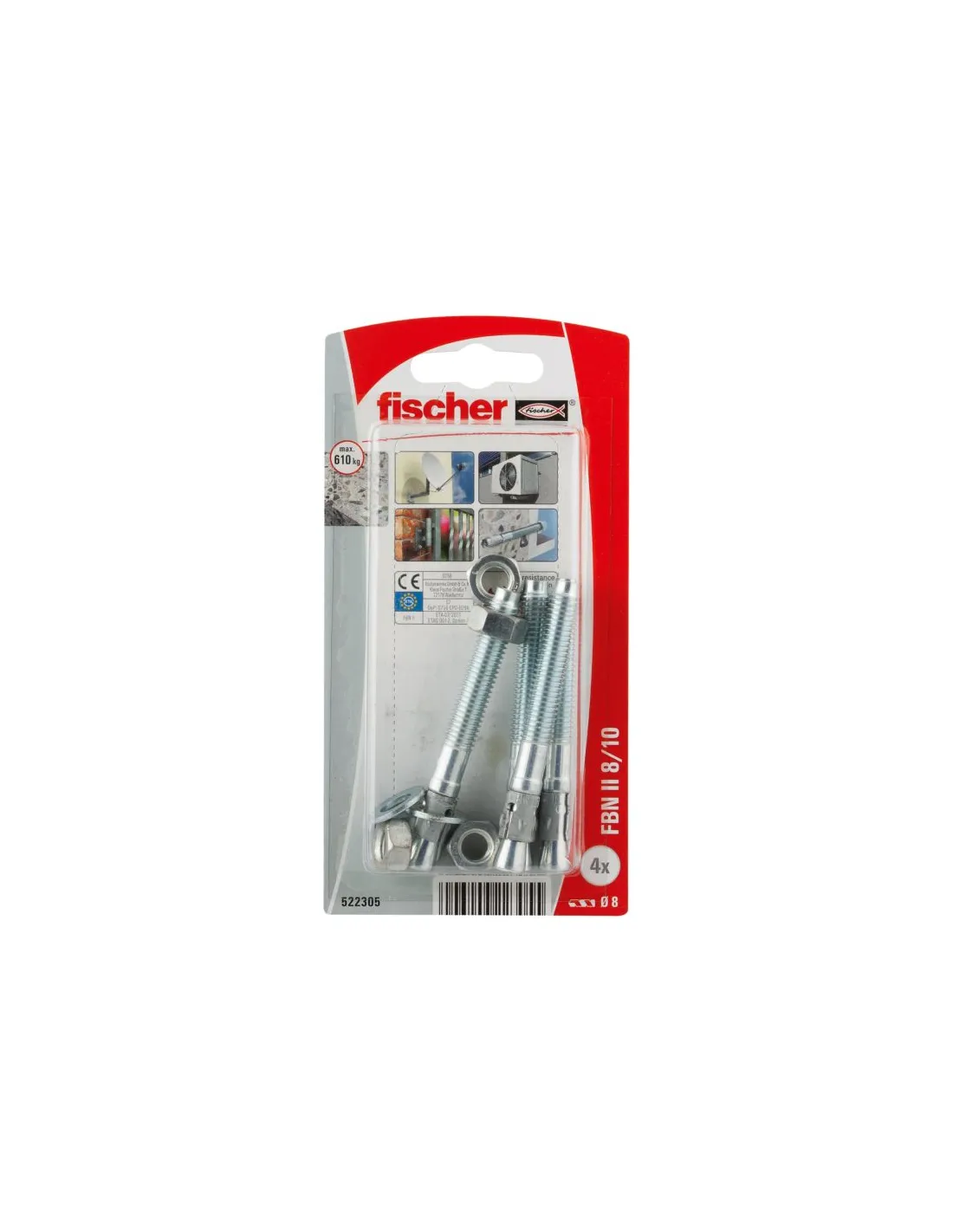 Goujon d'ancrage 8x70mm - 4 pièces - Fischer - - 317362FISCHER