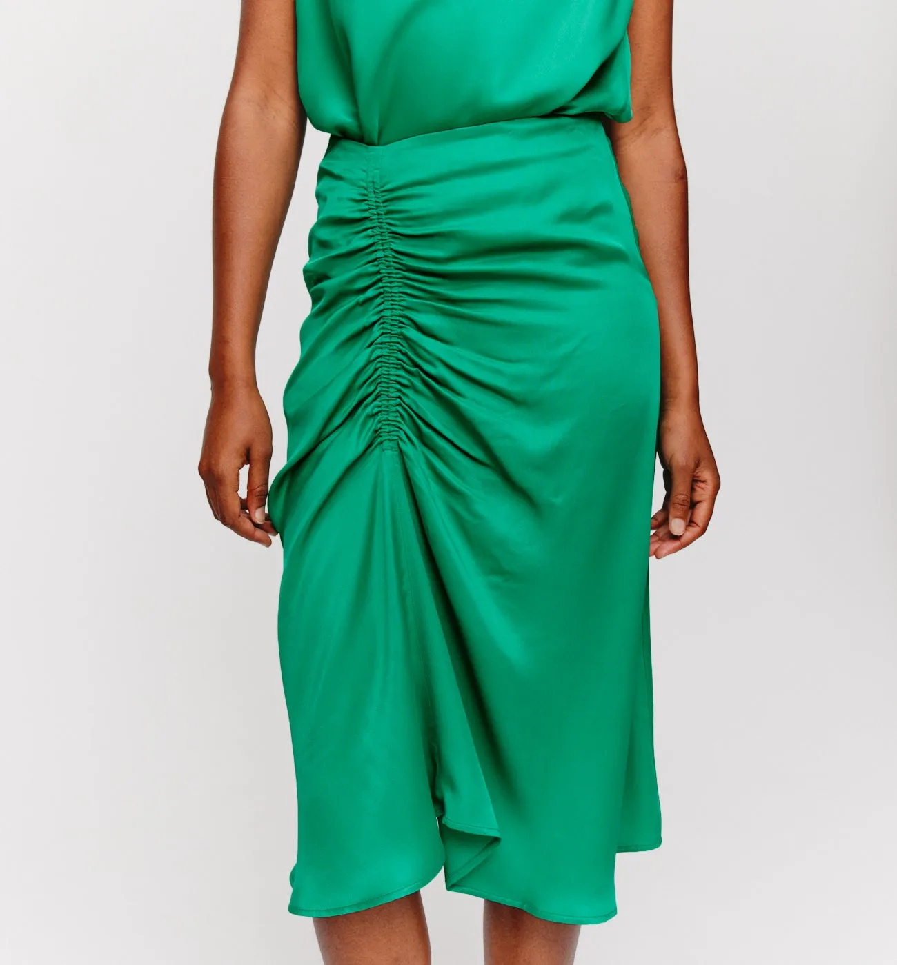 Jupe midi en satin Femme - Vert