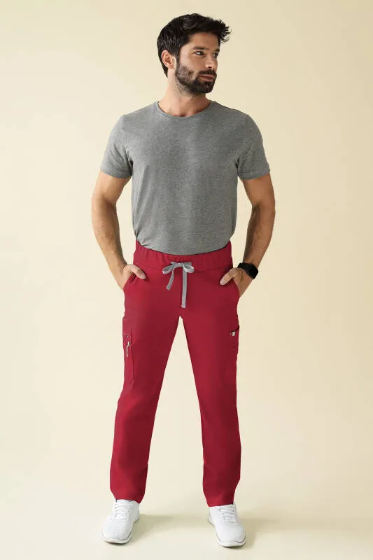 KAERE Pantalon Homme - avec poches cargo Taille courte rouge