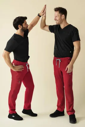 KAERE Pantalon Homme - avec poches cargo Taille courte rouge