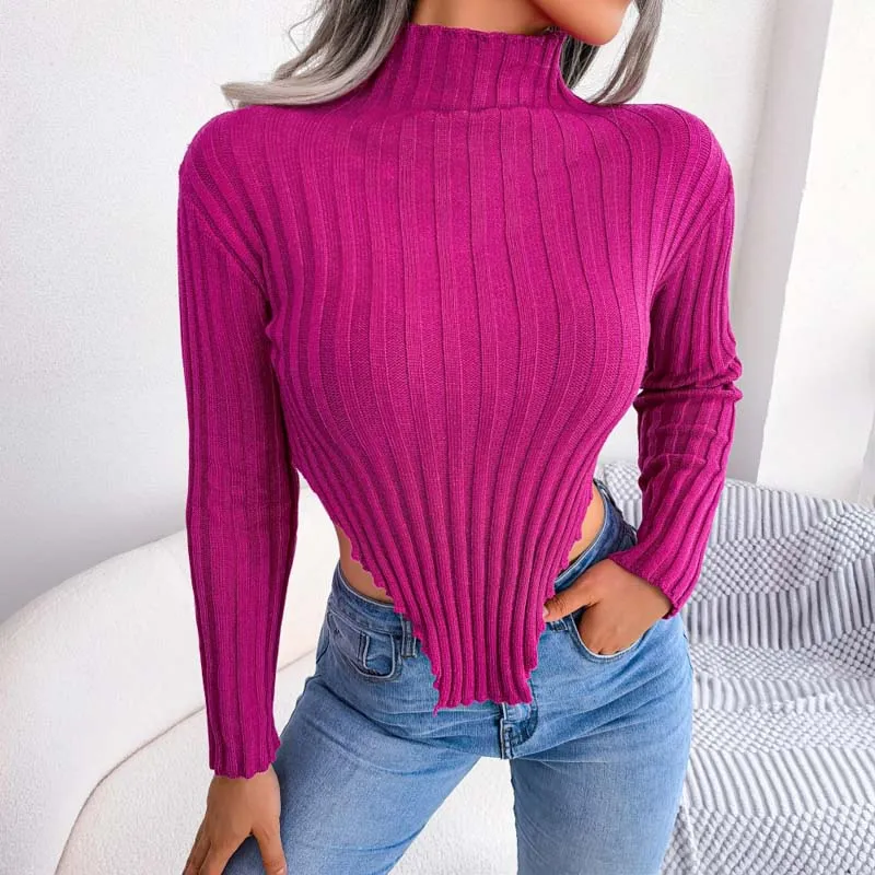 Lena | Pull asymétrique à manches longues et col montant