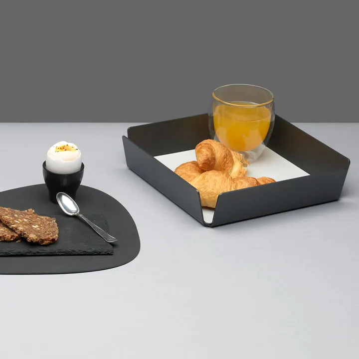 LindDNA - Tablett Square Mini Double, brun nuageux / Nupo gris clair - Anthracite