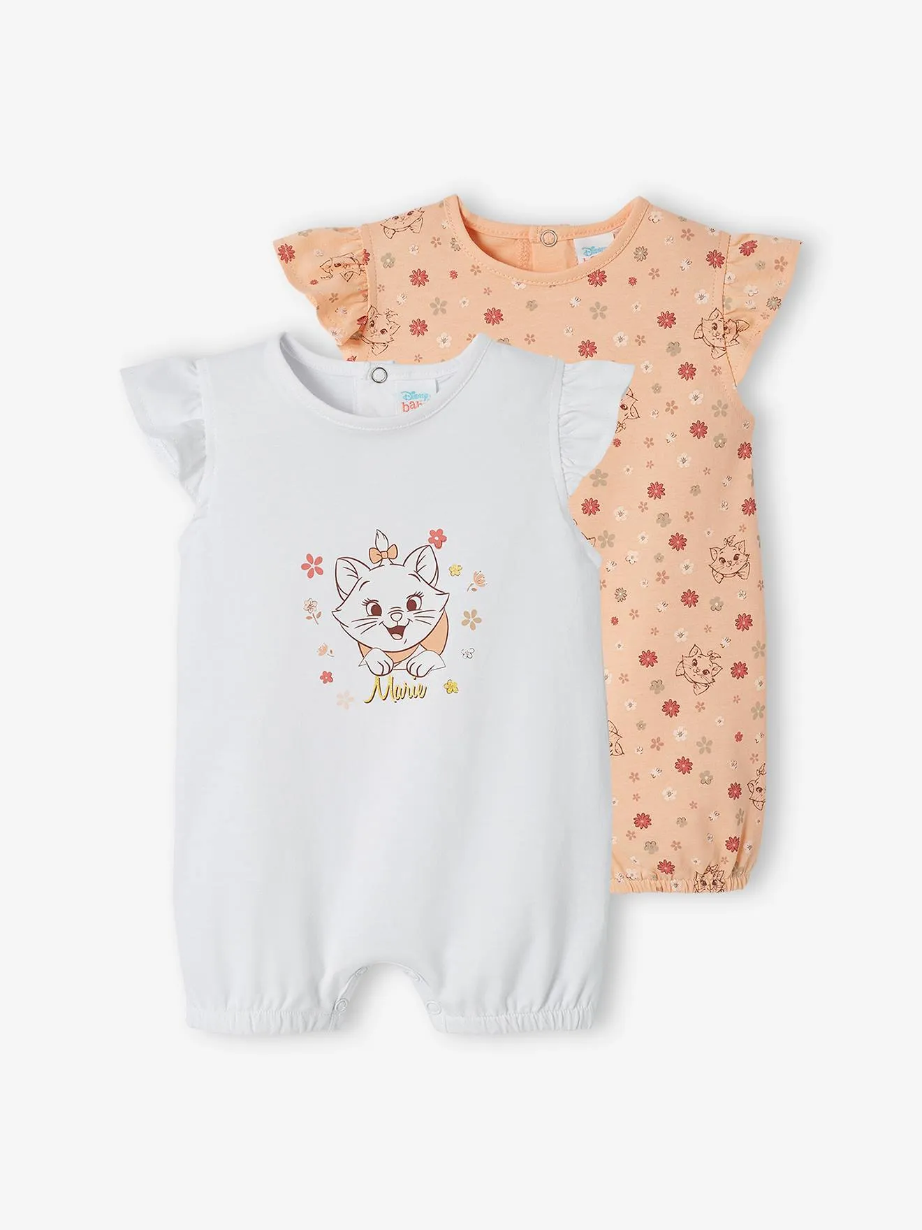 Lot de 2 combinaisons short bébé fille Disney® Marie les Aristochats pêche - Disney