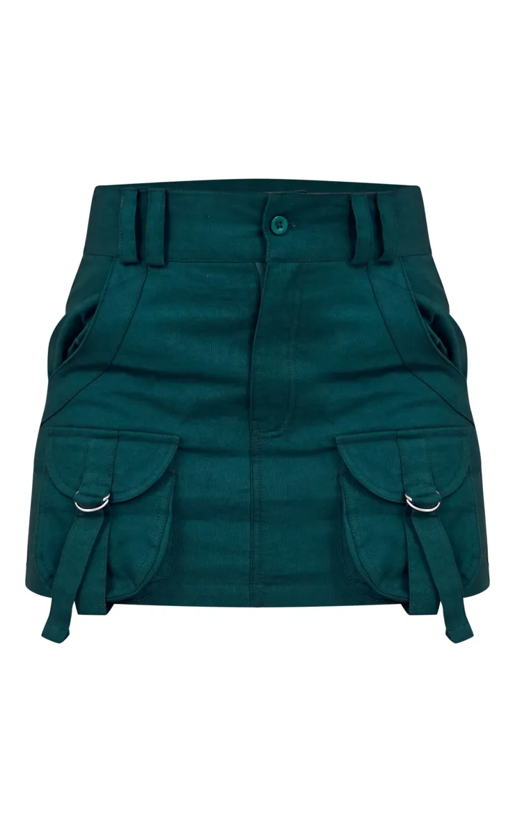 Micro jupe cargo bleu-vert détail poches