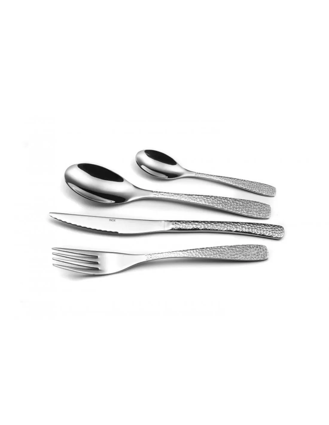 Ménagère Amefa Bongo 24 couverts de table inox martelés