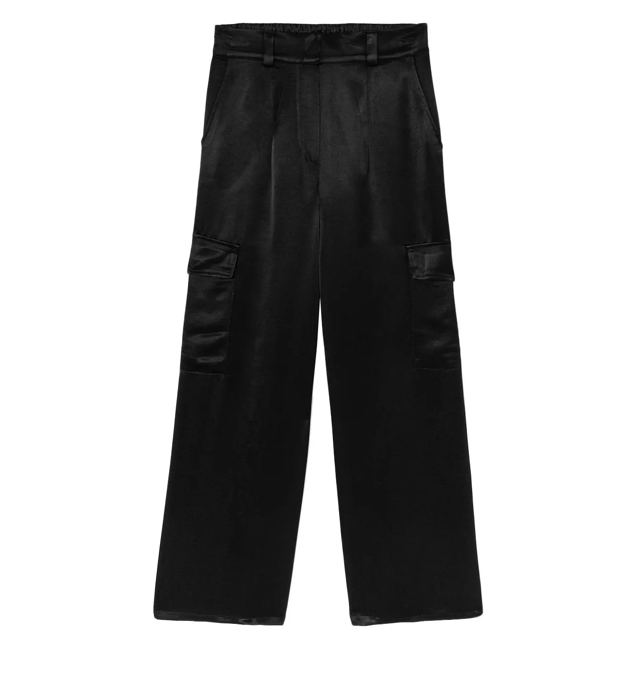 Pantalon cargo en satin Femme - Noir