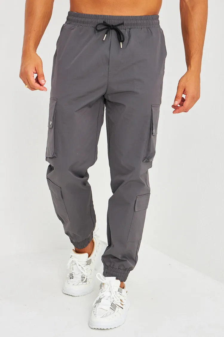 Pantalon de jogging gris foncé double poches cargo