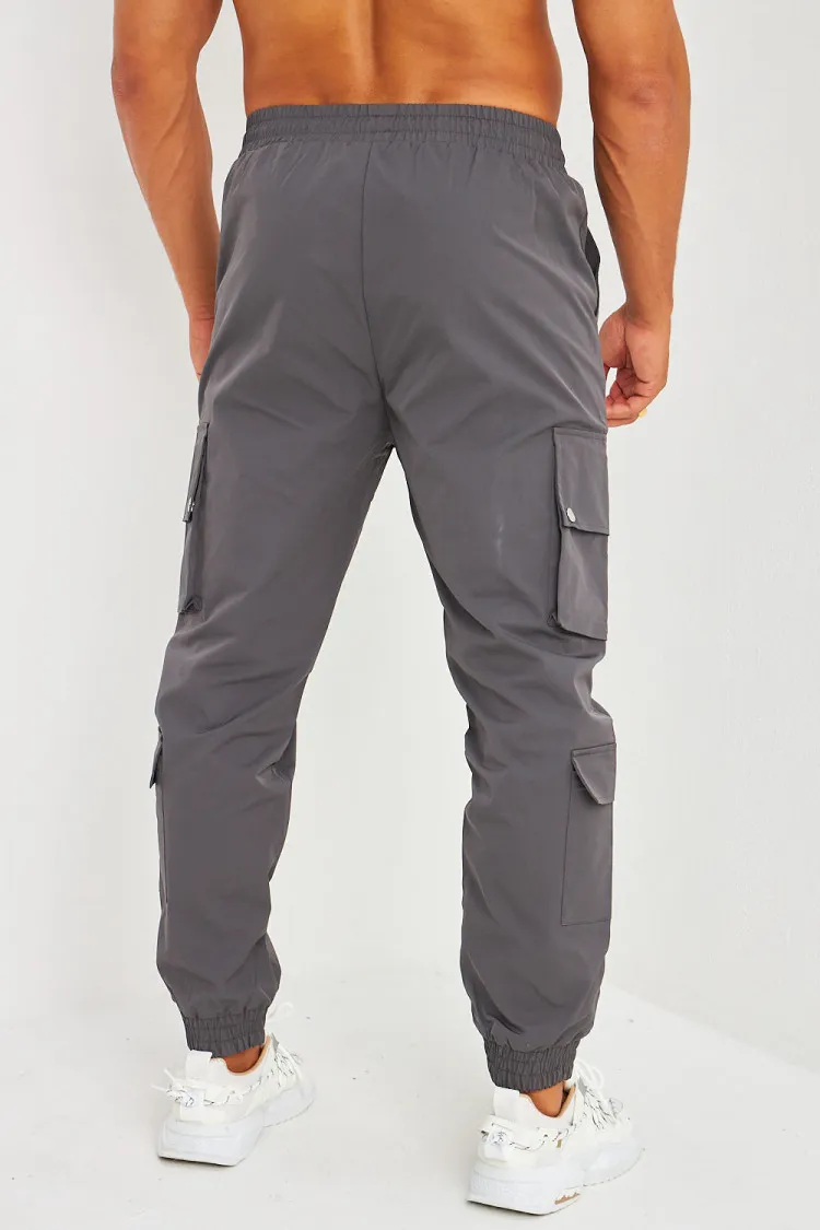 Pantalon de jogging gris foncé double poches cargo