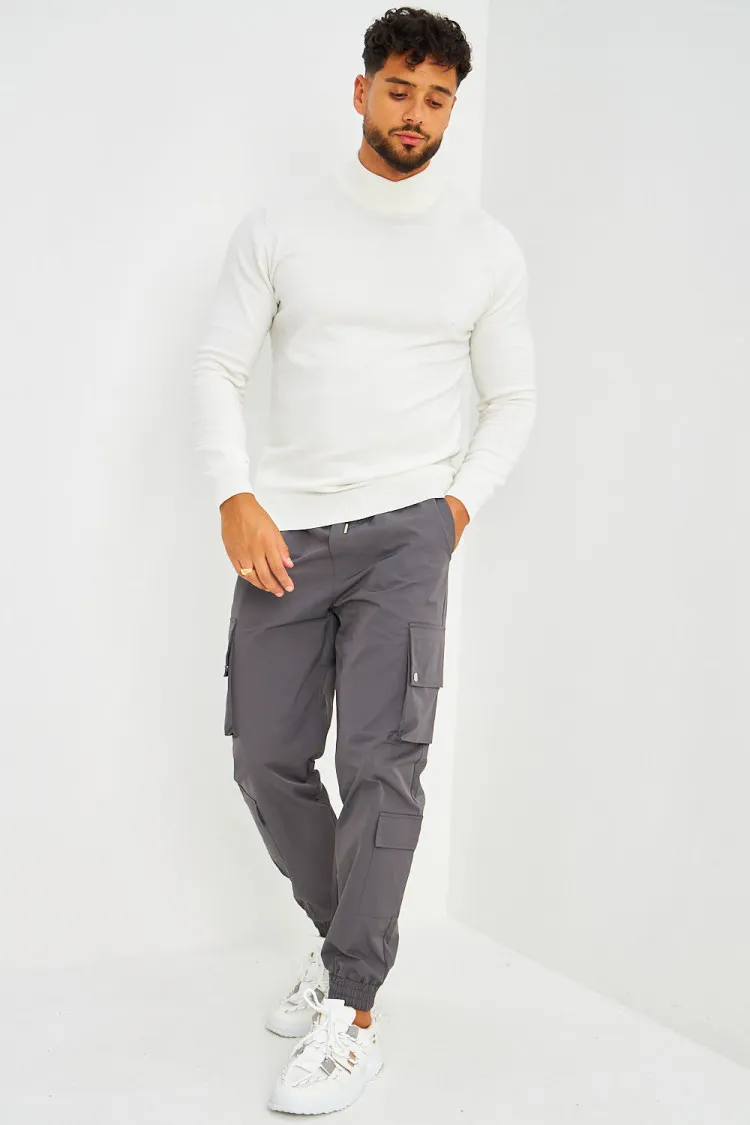 Pantalon de jogging gris foncé double poches cargo