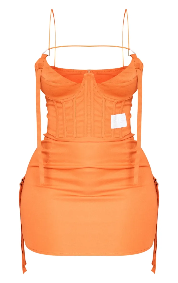 PRETTYLITTLETHING Shape Robe corset moulante style cargo orange