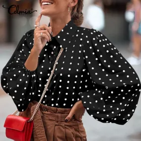 Respzed-Chemisiers Élégant Automne Femmes Mode Pois