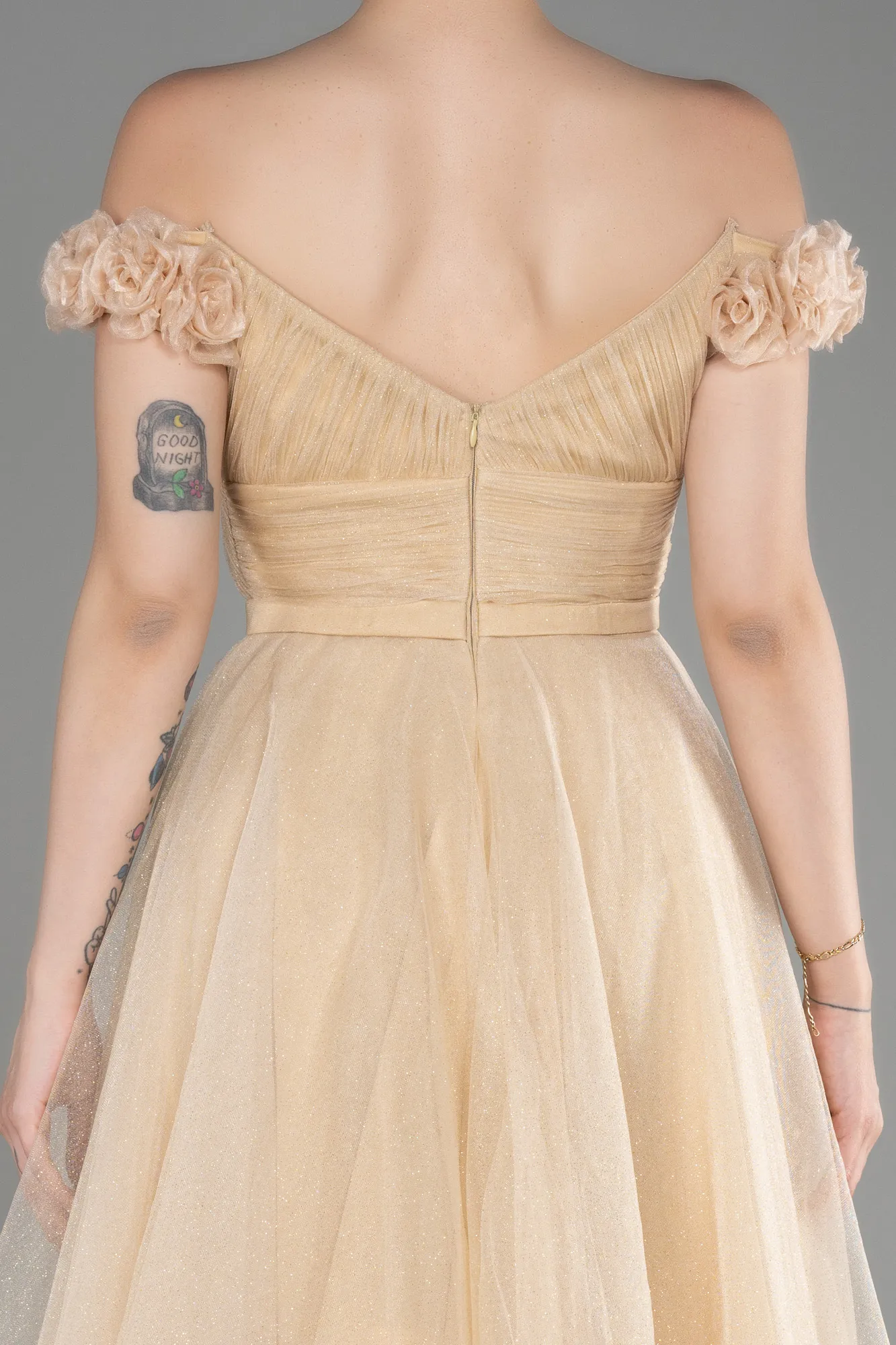 Robe de Cérémonie Midi Beige ABK2062