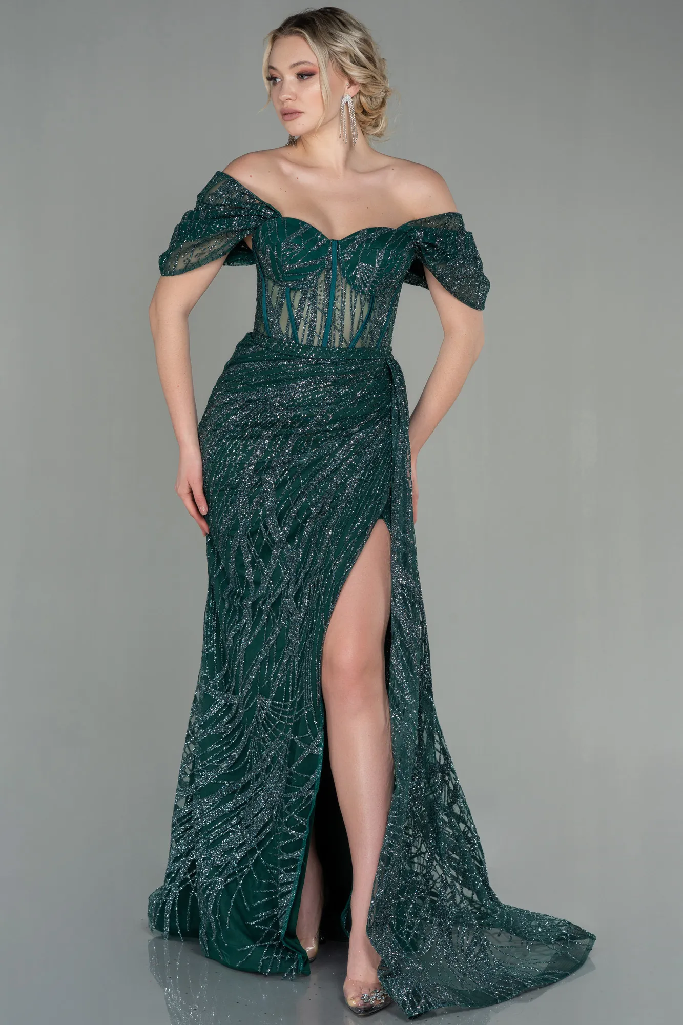 Robe de Soirée Longue Argent ABU2706