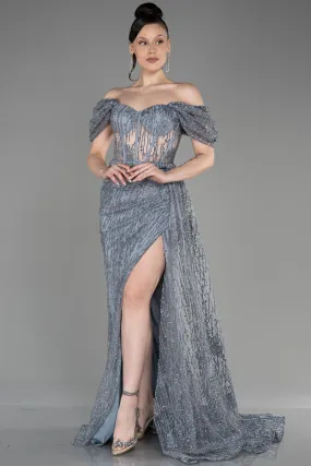 Robe de Soirée Longue Argent ABU2706