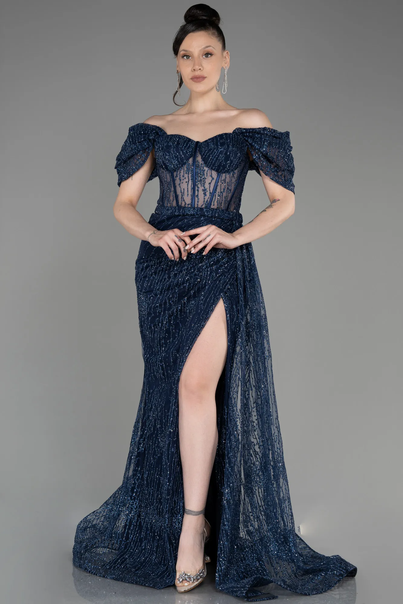 Robe de Soirée Longue Argent ABU2706