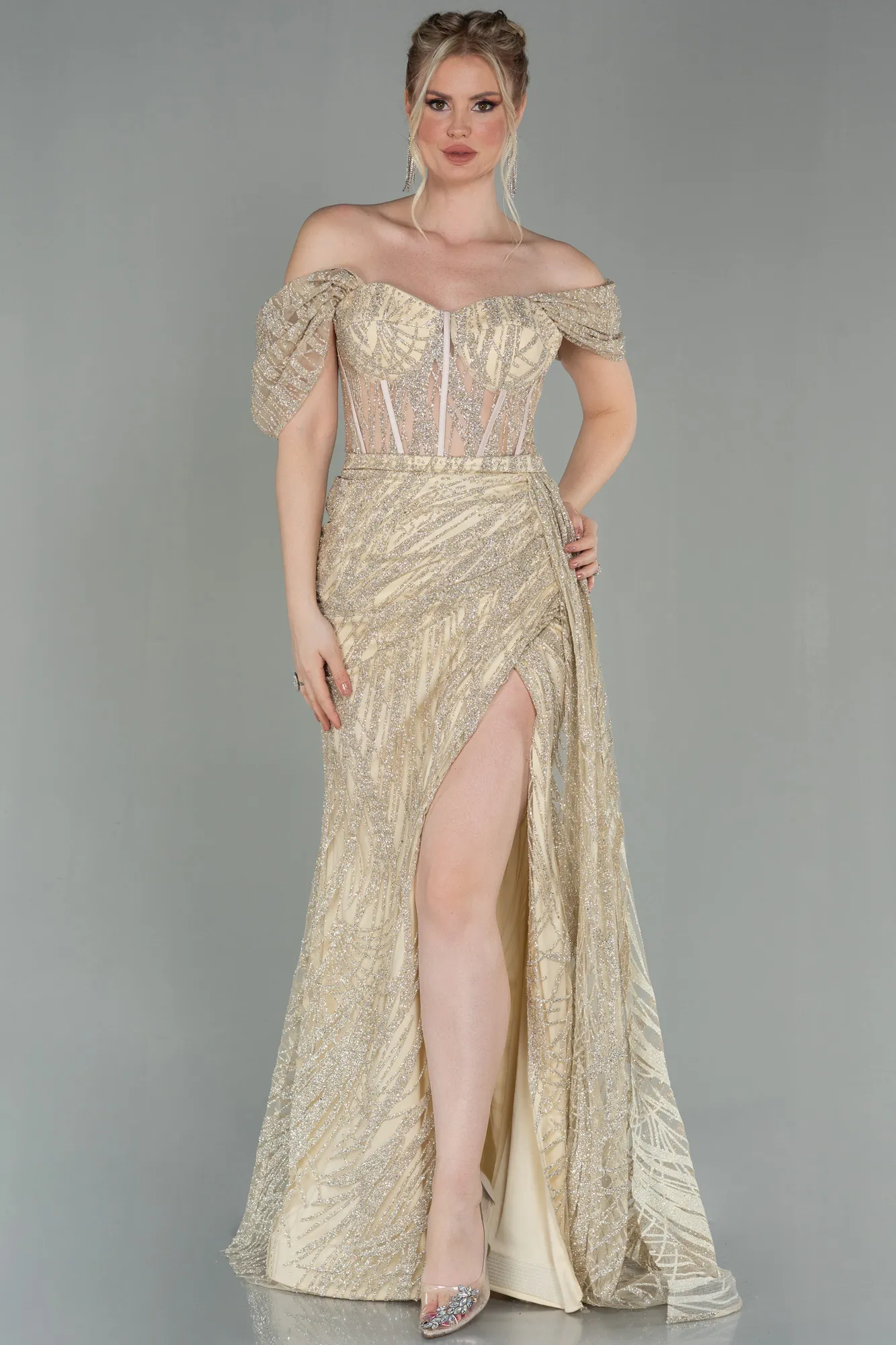 Robe de Soirée Longue Argent ABU2706