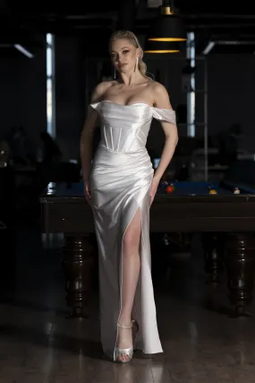 Robe de Soirée Longue Blanc ABU3611