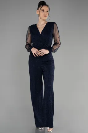 Robe De Soirée Longue Bleu Marine ABT012