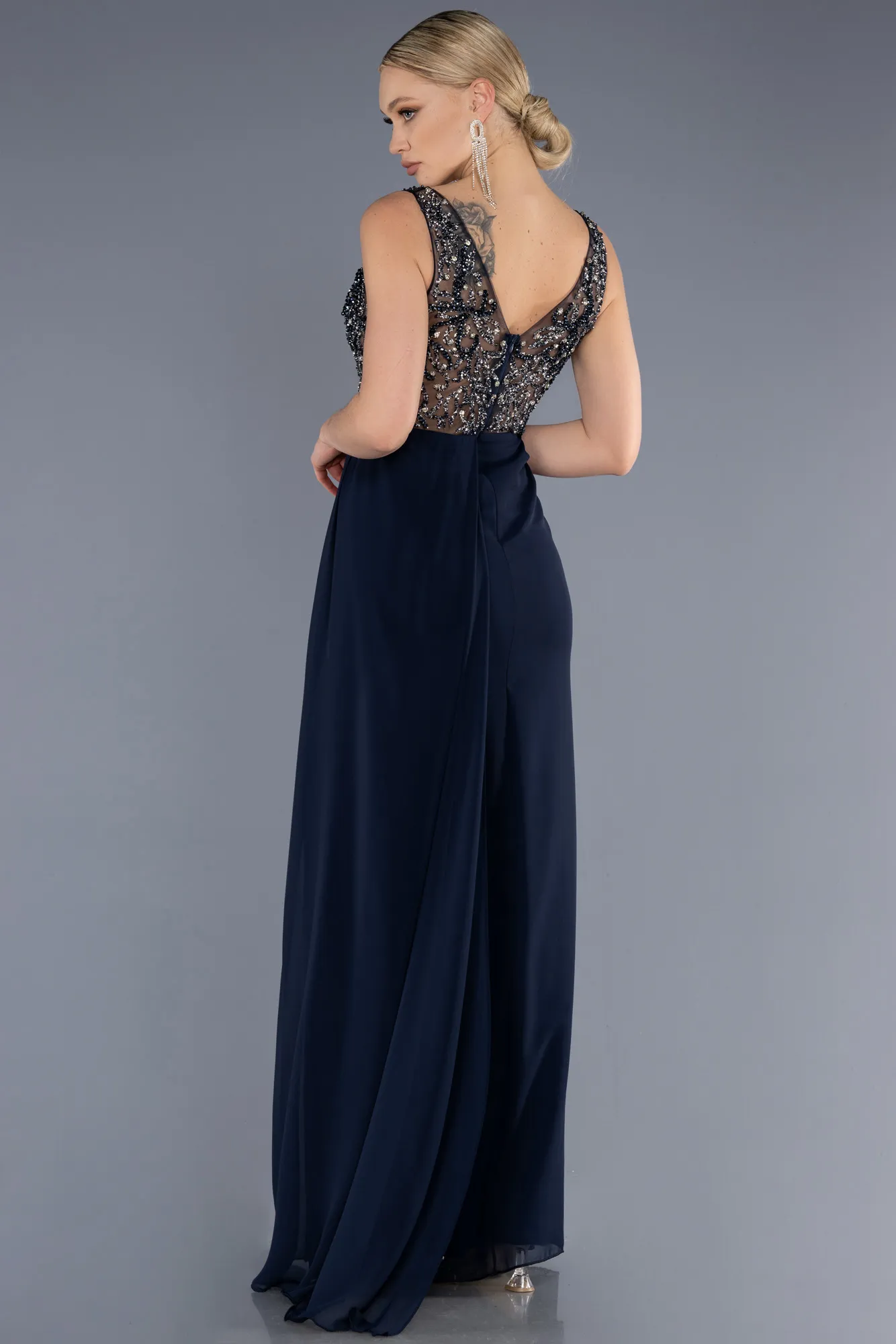 Robe de Soirée Longue Bleu Marine ABU3668